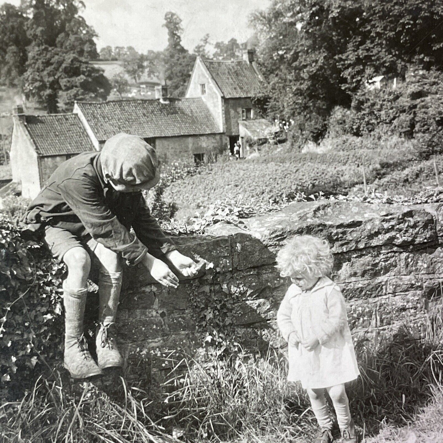 Norwegian Children in the Countryside Norway Stereoview Antique c1910s Y1366