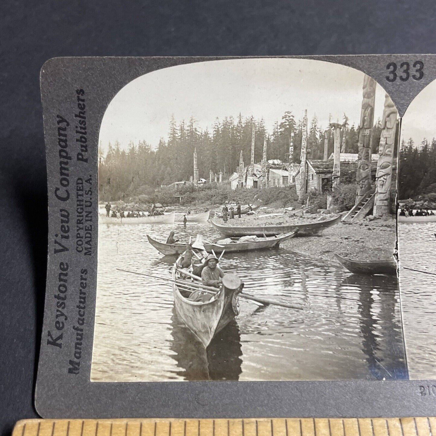 Antique 1910s Native Trading Village Kasaan Alaska Stereoview Photo Card P3195