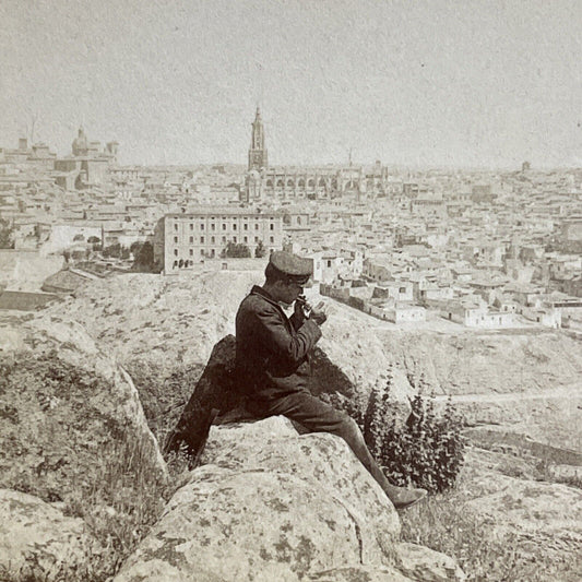 Antique 1902 Toledo Spain City View Stereoview Photo Card P5502