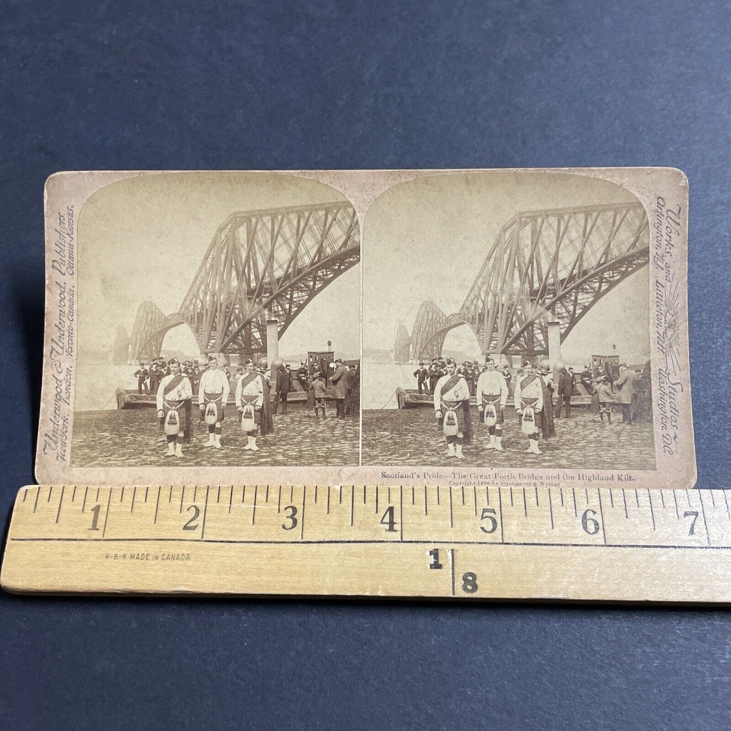 Antique 1896 Scottish Highlanders & Navy Sailors Stereoview Photo Card P5164