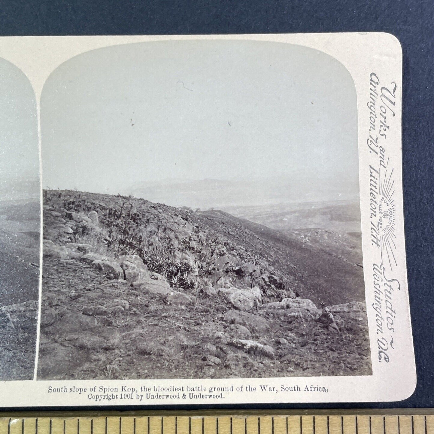 Spion Kop South Slope Battlefield Stereoview Boer War South Africa c1901 Y3019