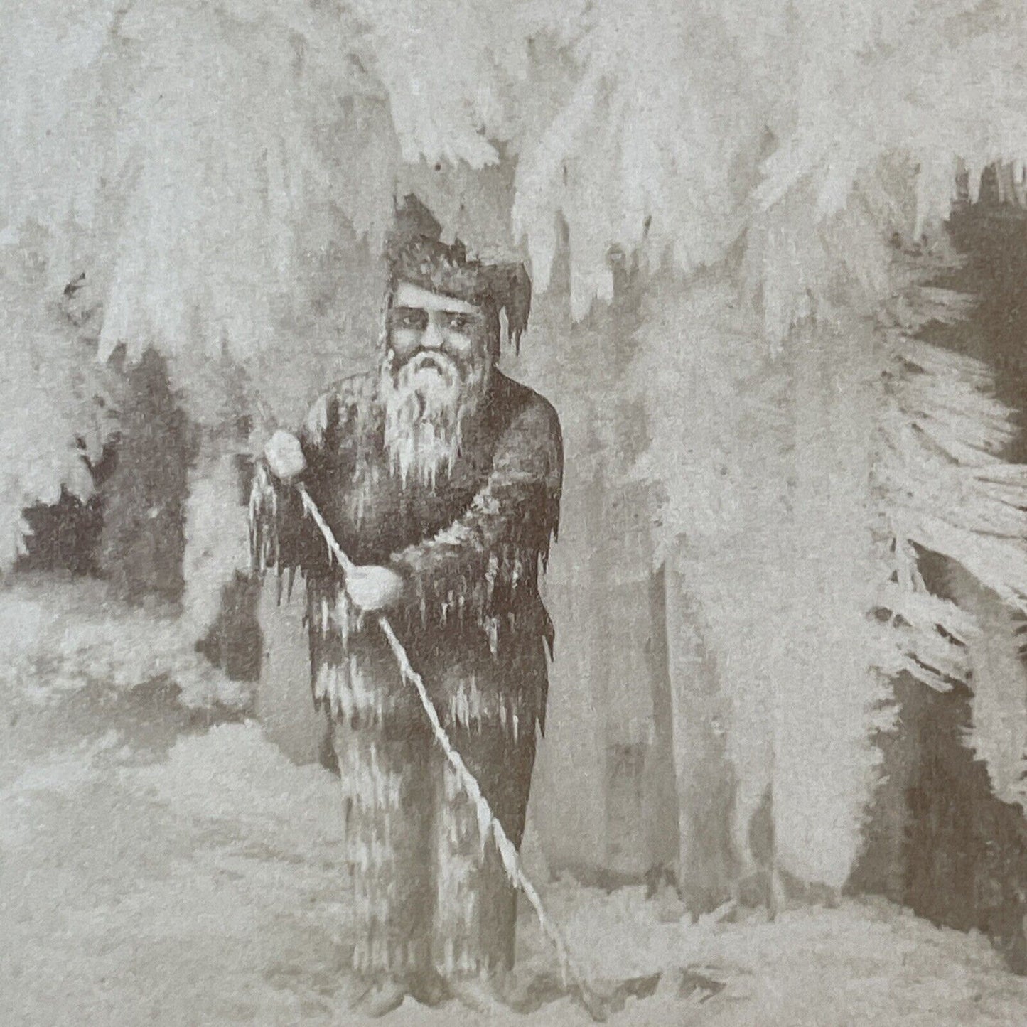 Cartoon Jack Frost In A Cave Stereoview F.G. Weller Antique c1875 X3632