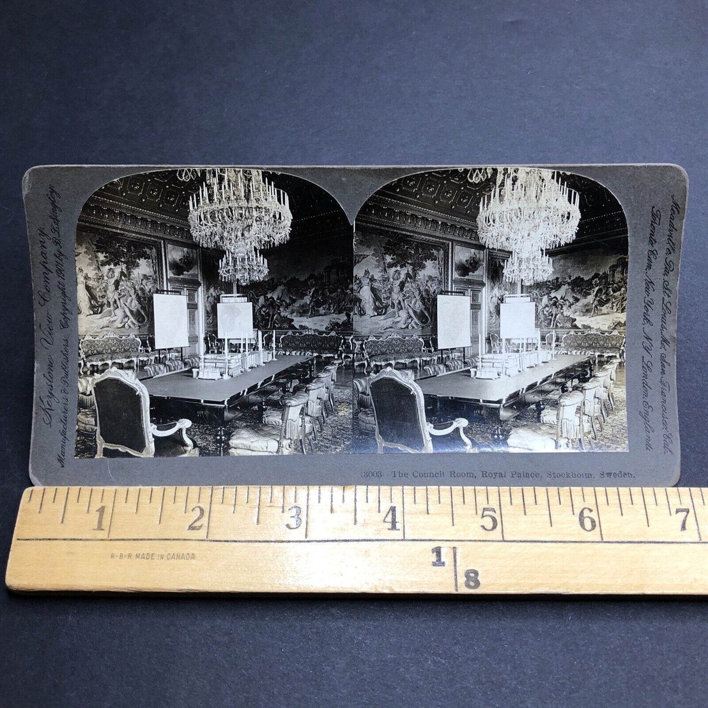 Antique 1901 Royal Council Room Stockholm Sweden Stereoview Photo Card P1975