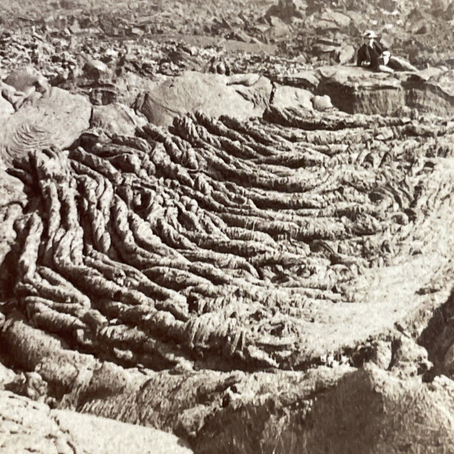 Antique 1897 Lava Flow Solidified Mt. Vesuvius Italy Stereoview Photo Card P4486