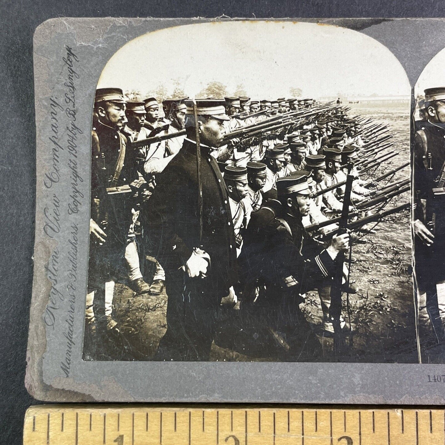 Japanese Infantry Soldiers Stereoview Russo-Sino War Antique c1904 Y2571