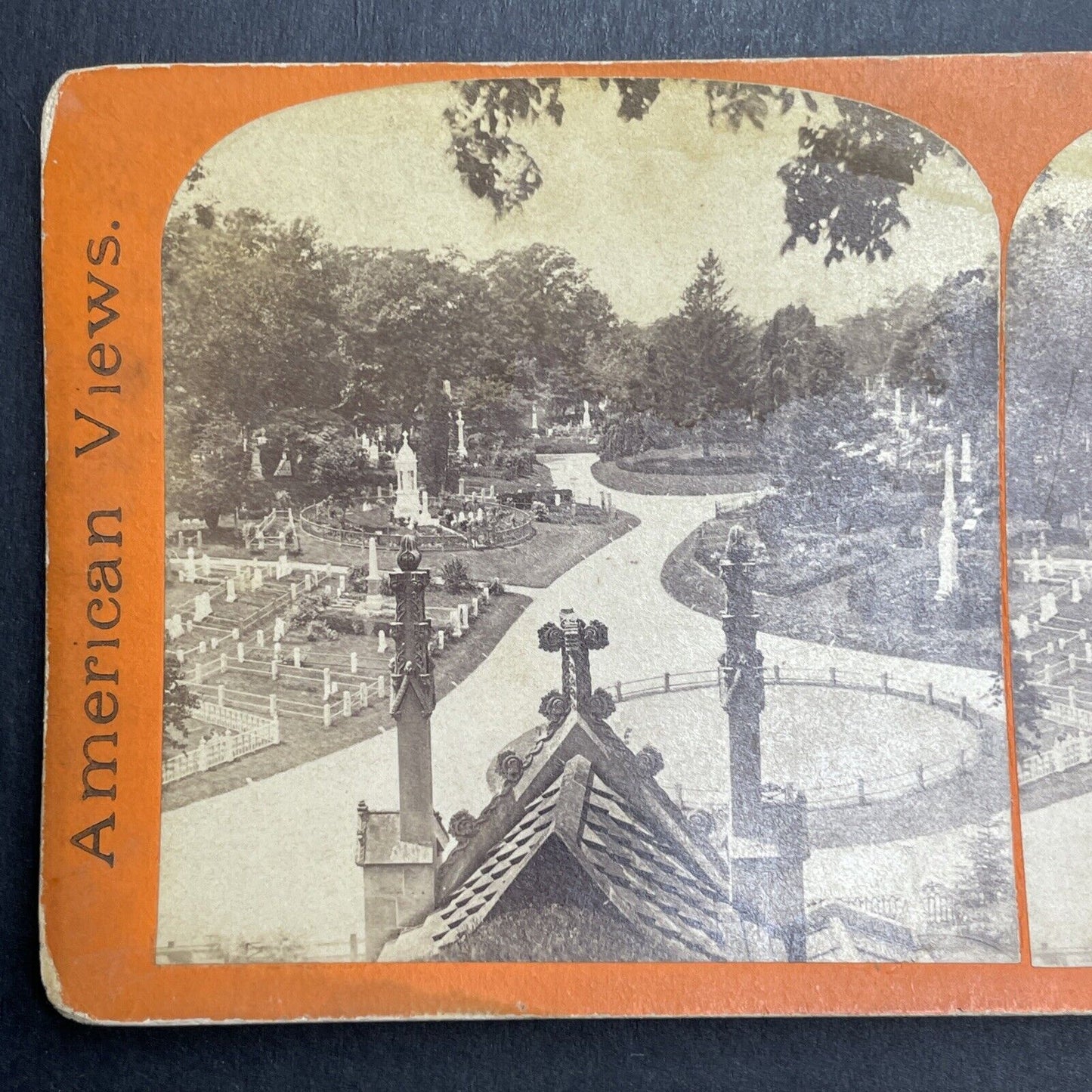 Antique 1880s Greenwood Green-Wood Cemetery Brooklyn Stereoview Photo Card P1557