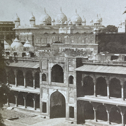 Antique 1902 The Moti Masjid Agra India Stereoview Photo Card P2147