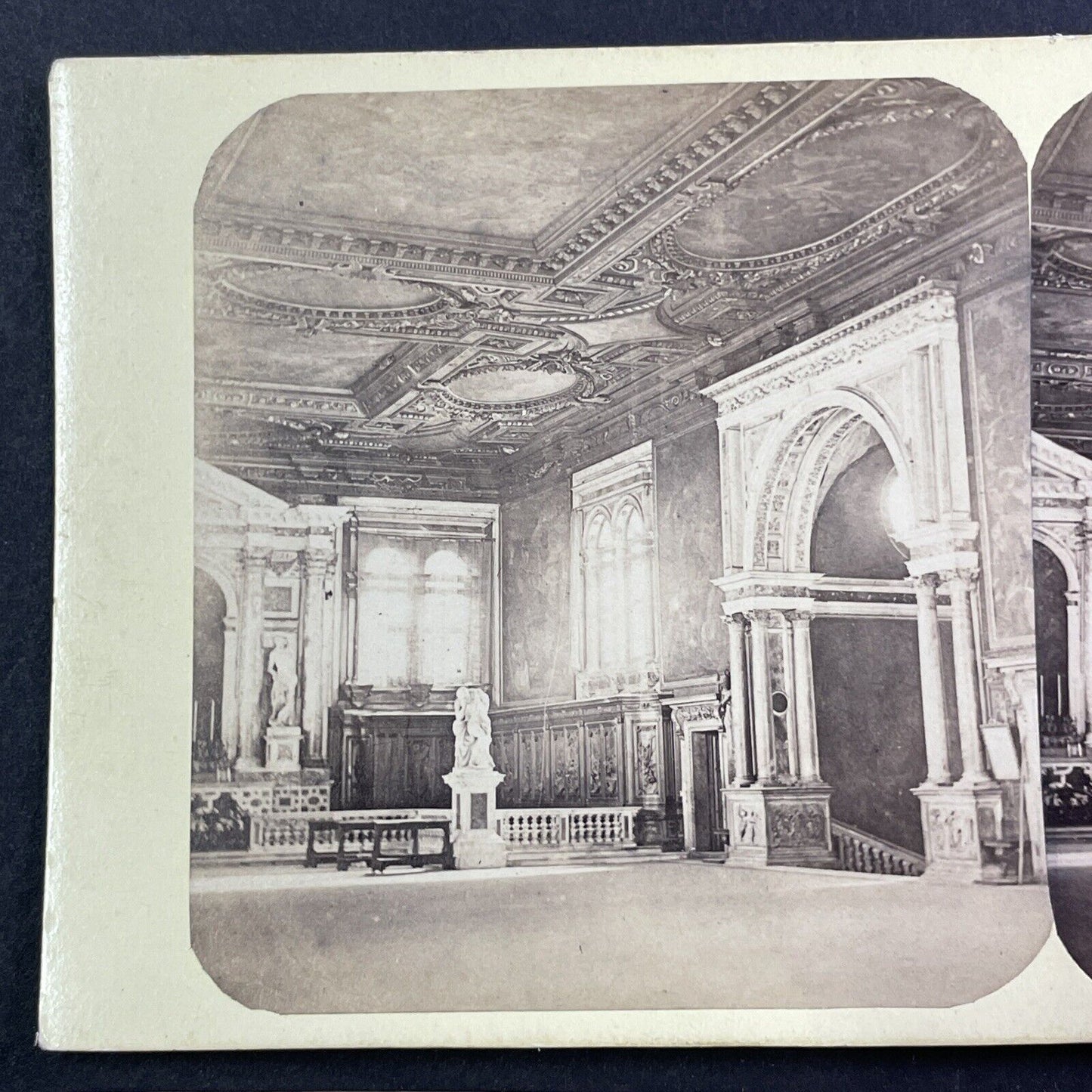 San Rocco Scuola Grand Room Venice Italy Stereoview Antique c1870 X3751