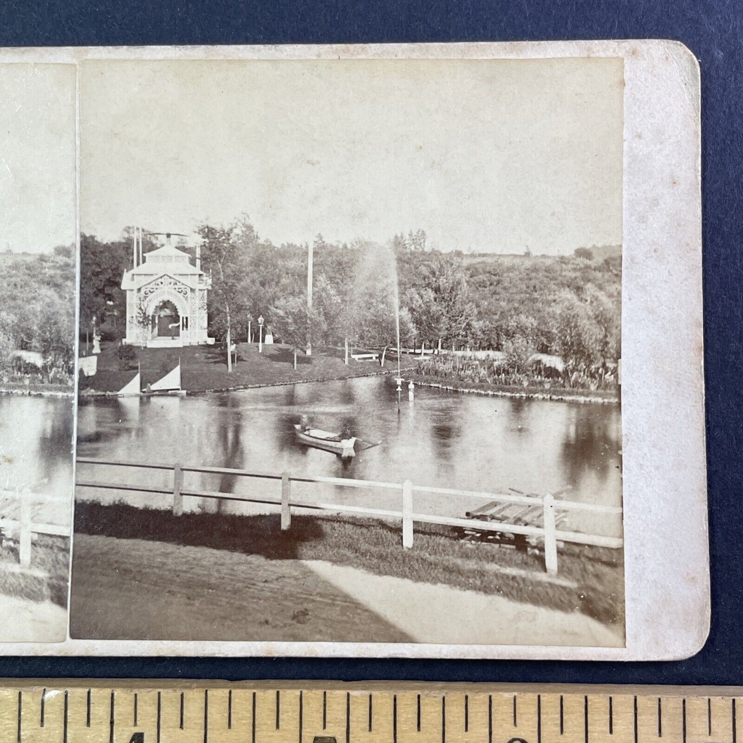 Summer House Tilton New Hampshire Stereoview F.J. Moulton Antique c1870 Y870