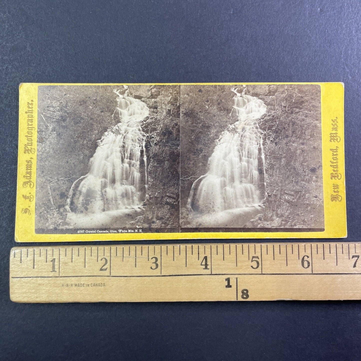 Crystal Cascade Franconia New Hampshire Stereoview S.F. Adams c1870s Y851