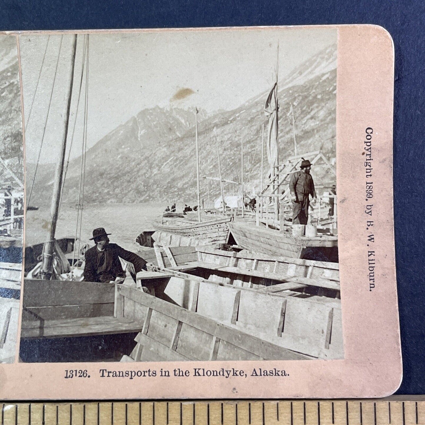 The Klondike Gold Rush Supply Boats Alaska Stereoview Antique c1898 Y1376