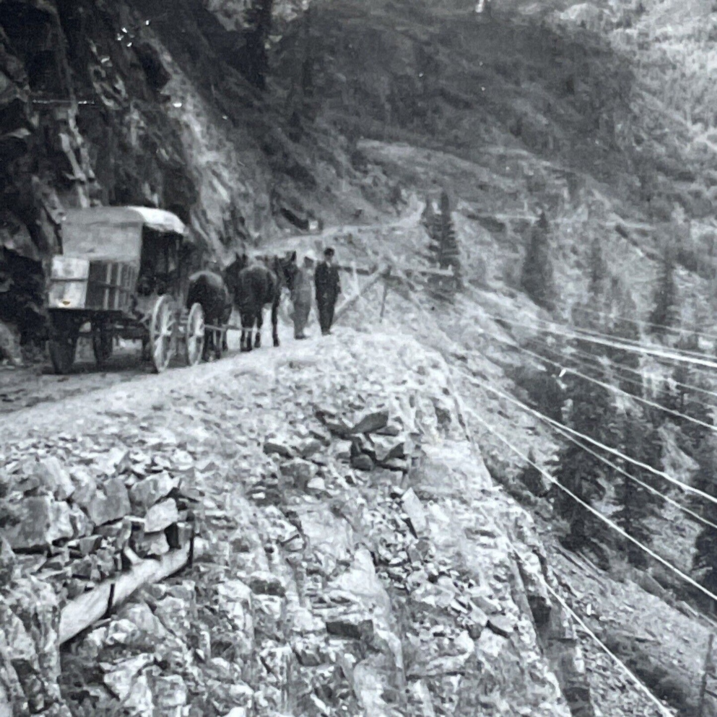 Antique 1909 New Power Lines Red Mountain CO Stereoview Photo Card P4310