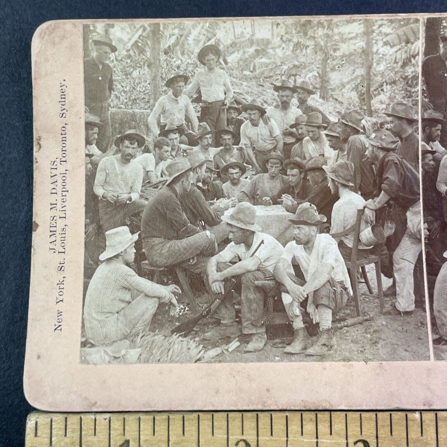 US Infantry Playing Euchre In Philippines Stereoview Army Antique c1899 X2605