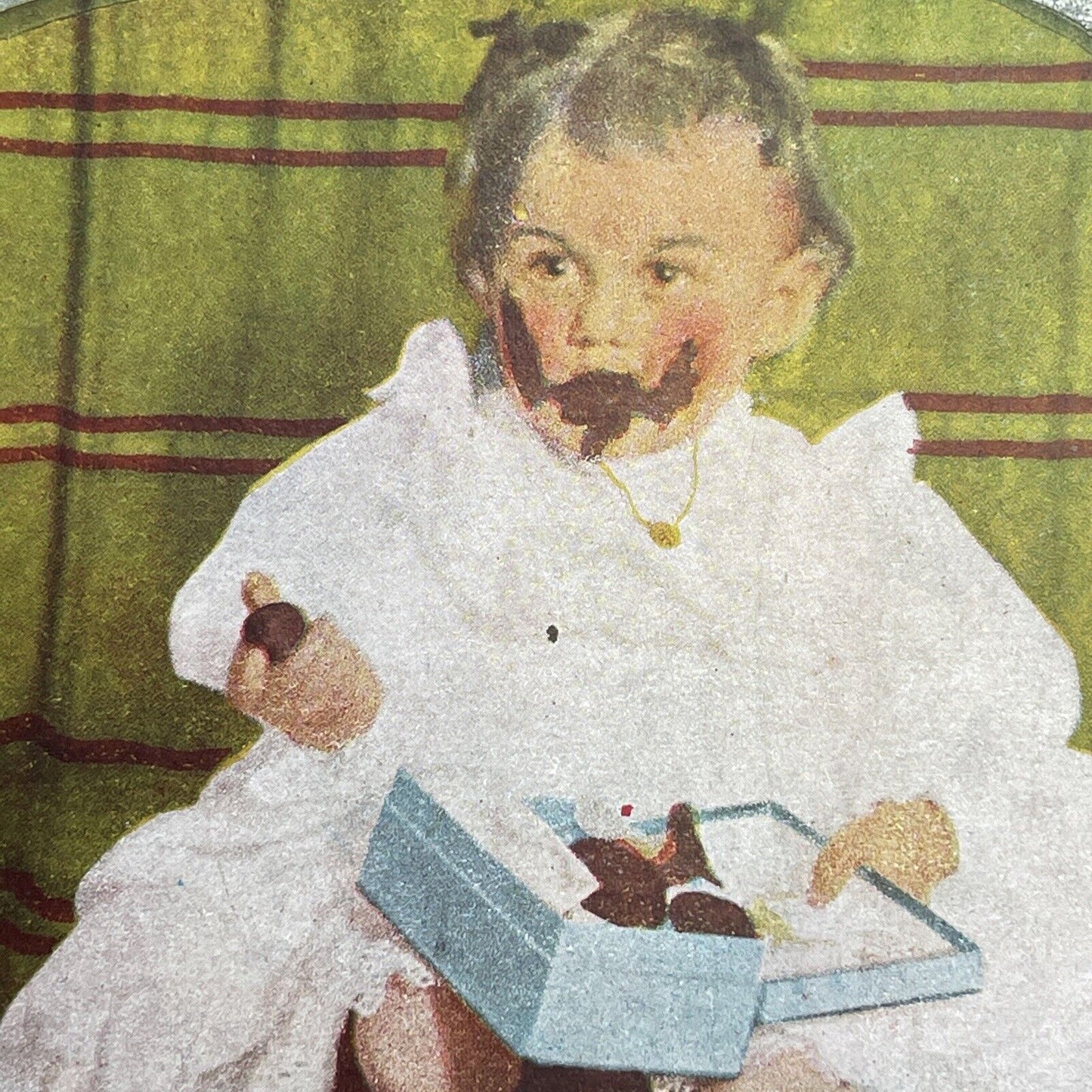 Antique 1898 Child With Chocolate All Over Face Stereoview Photo Card P1220