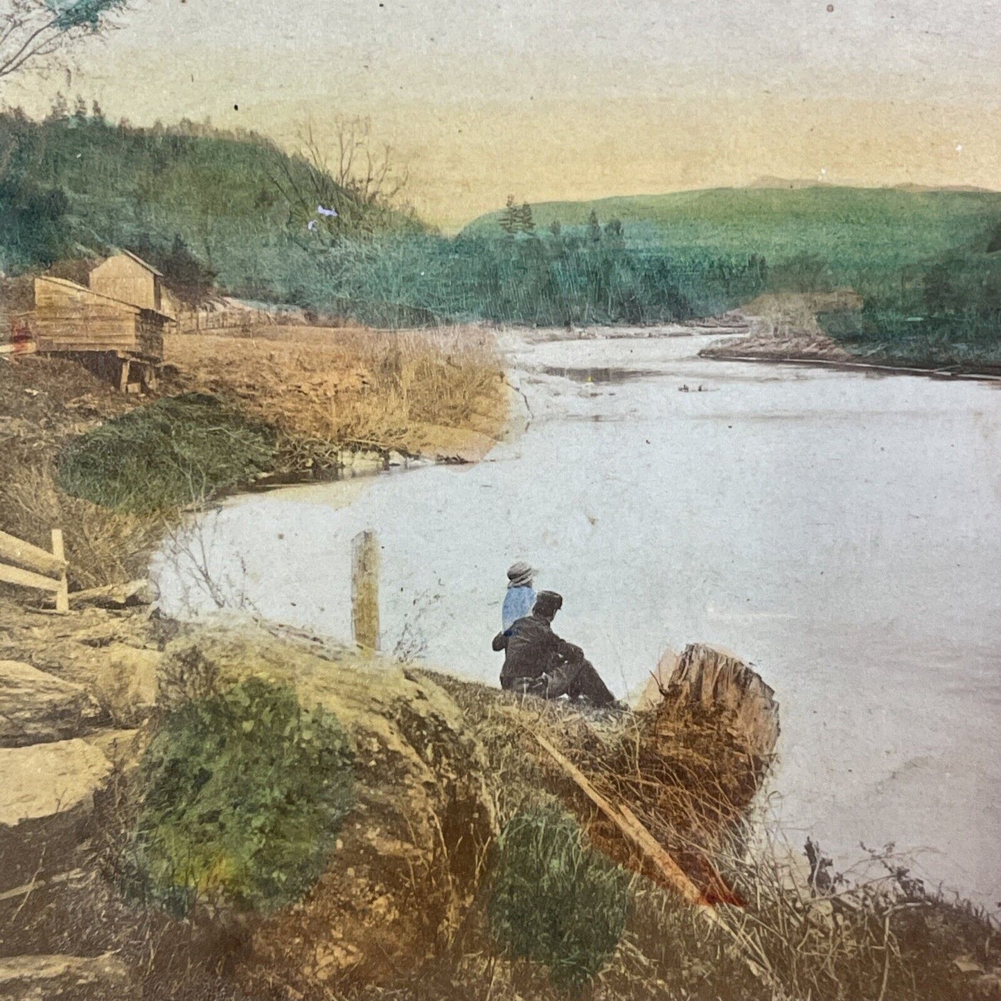 Lake Winnipesaukee Winnipiseogee New Hampshire Stereoview Antique c1870s Y872