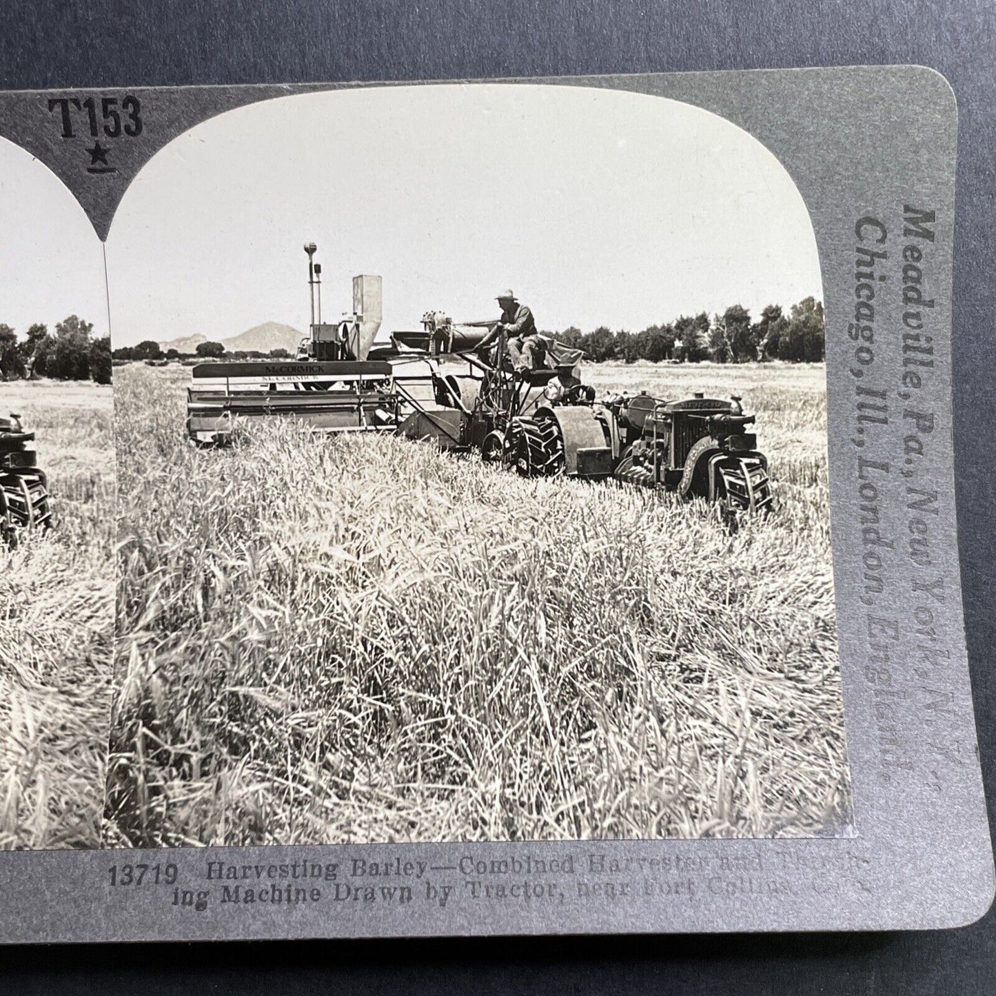 Antique 1918 Barley Farming Fort Collins Colorado Stereoview Photo Card P1626