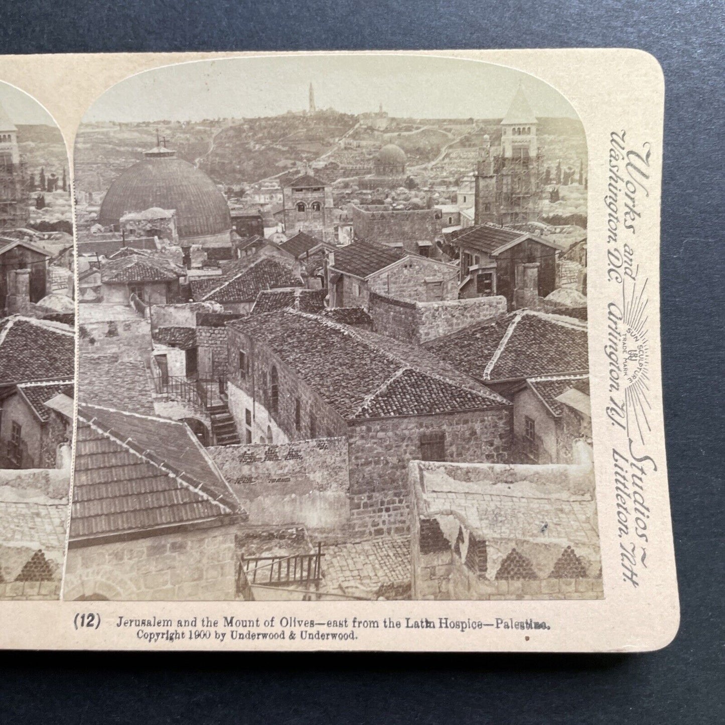 Antique 1900 Downtown Jerusalem Israel Palestine Stereoview Photo Card P1377