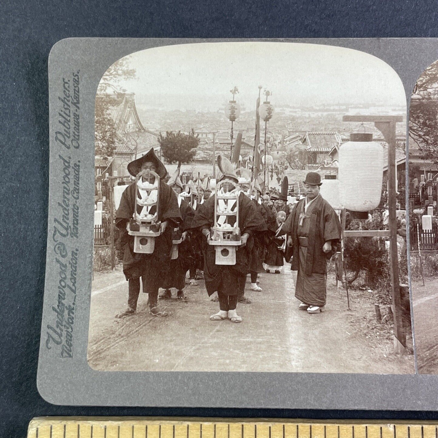 A Buddhist Funeral in Kyoto Japan Stereoview Antique c1896 Y2591