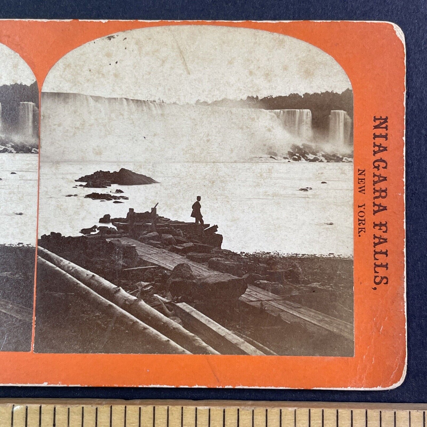 Rowboat Ferry Loading Dock Niagara Falls Stereoview George Barker c1870 Y2770