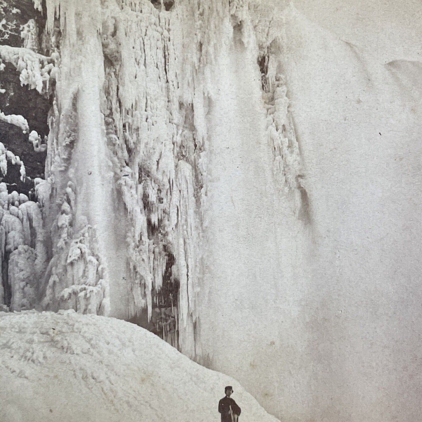 Frozen Niagara Falls U.S. Side Stereoview George Barker Antique c1870s Y2461