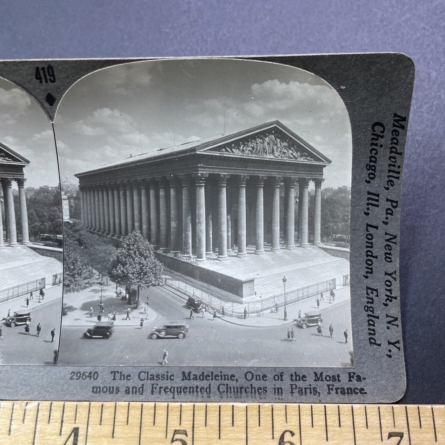 Antique 1930s Madeleine Church Paris France Stereoview Photo Card V2949