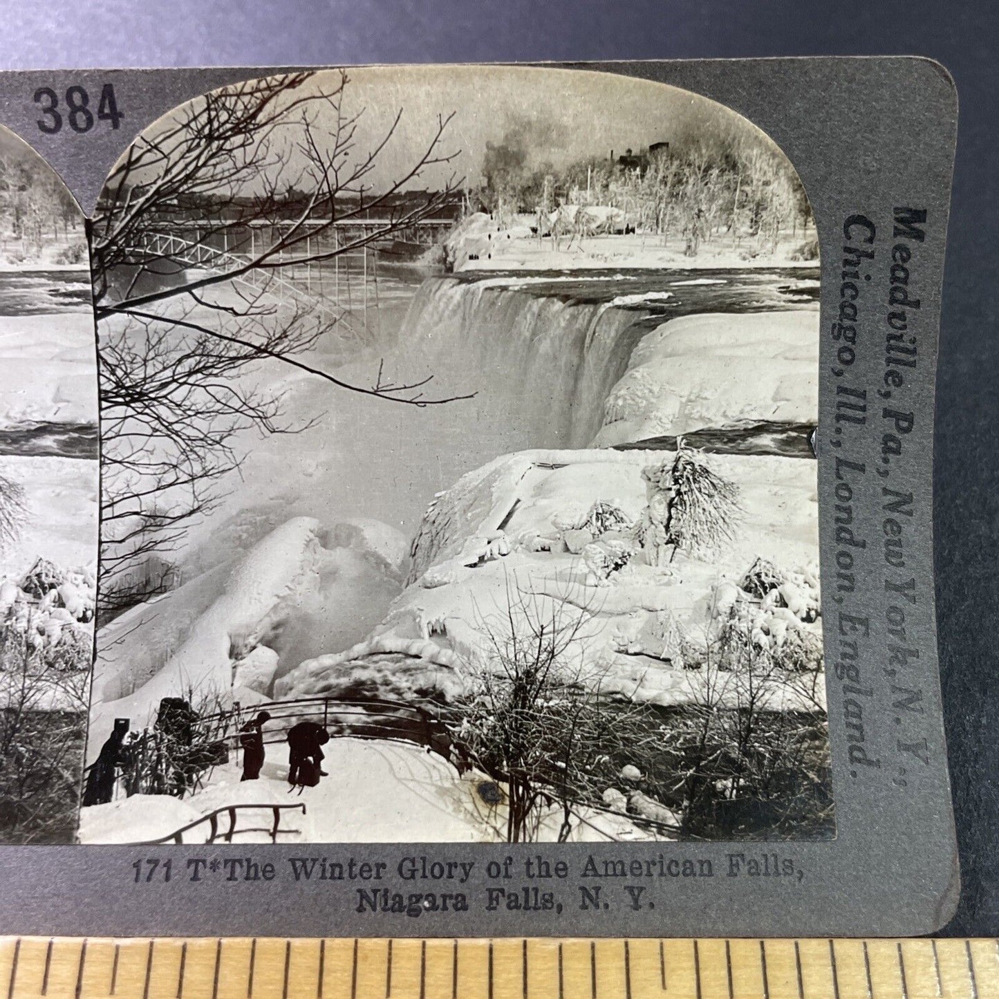 Antique 1910s Great Blizzard Of 1899 Niagara Falls Stereoview Photo Card P3284