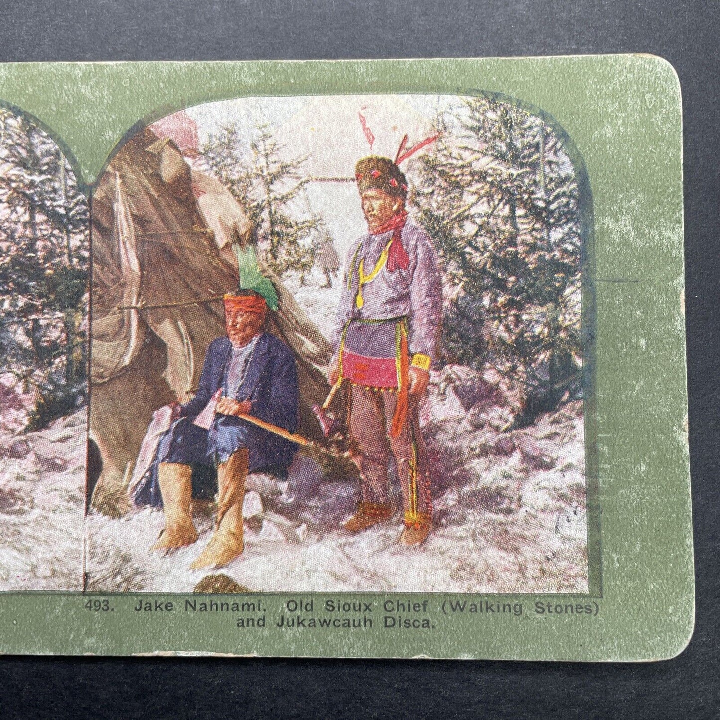 Antique 1899 Sioux Chief Walking Stones In Camp Stereoview Photo Card P580-061