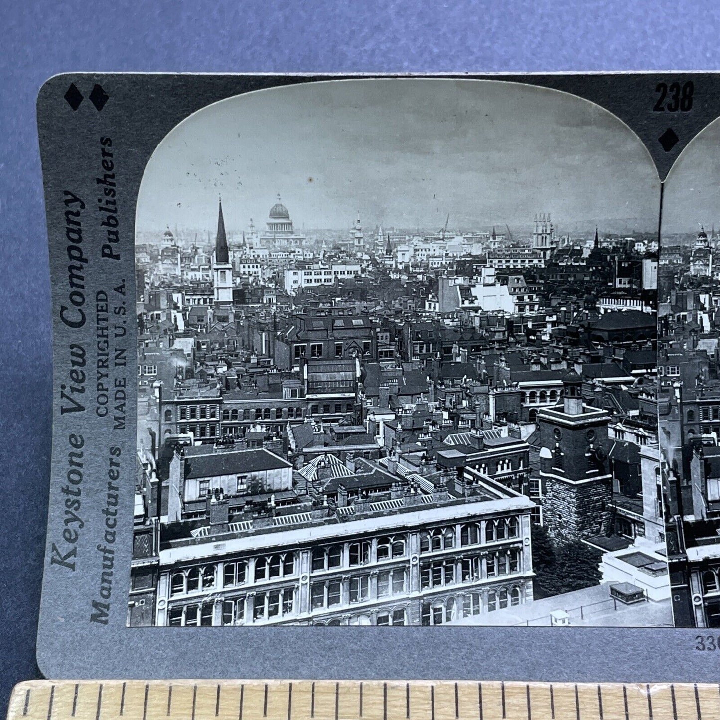 Antique 1920s London England Downtown Aerial View Stereoview Photo Card V2962