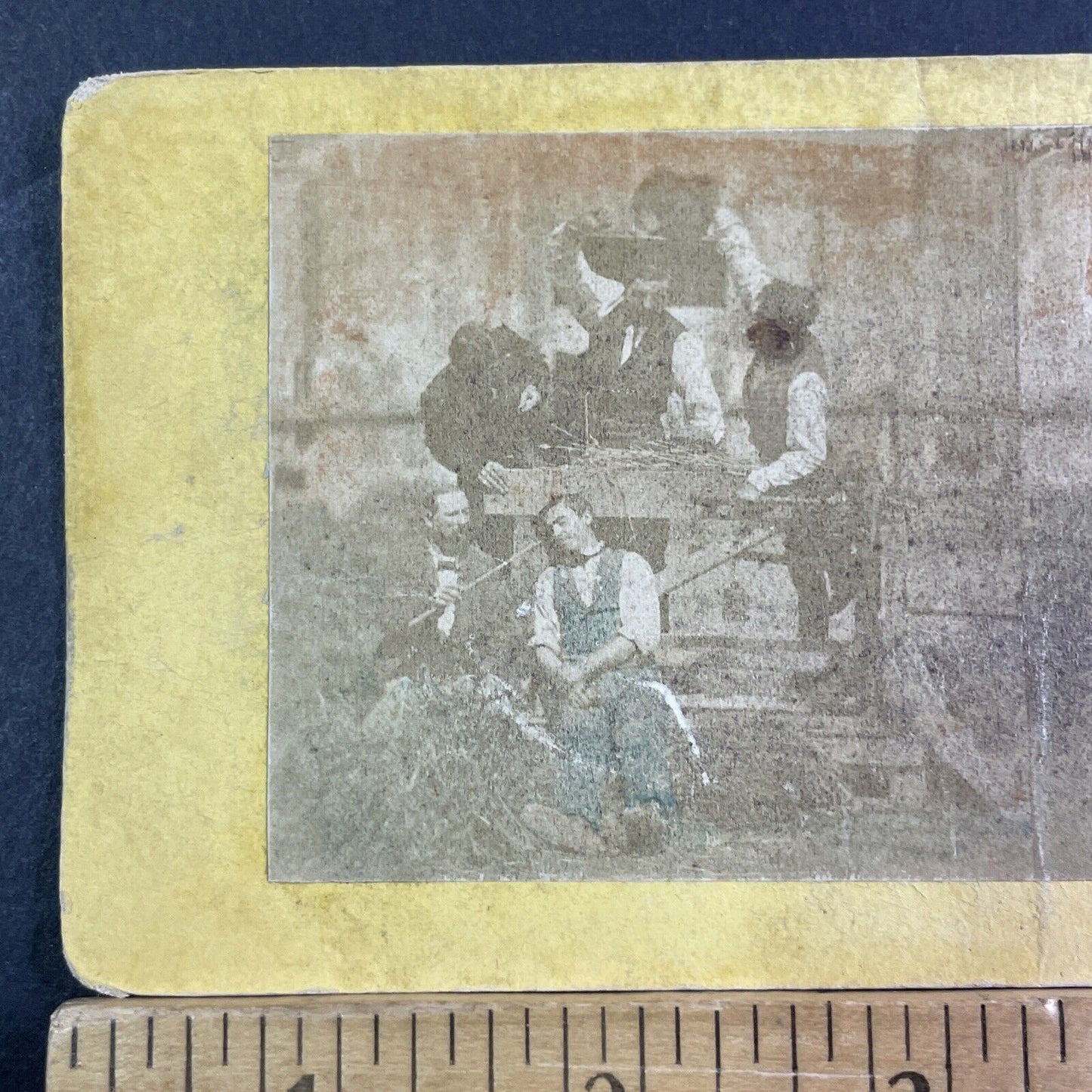 Drunk Man Being Teased By Others Stereoview Early View Antique c1855 X1585