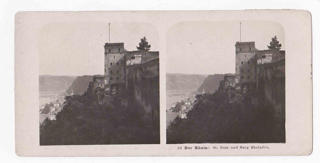 Antique 1903 Sankt Goar Und Burg Rheinfels, Germany Stereo Card P334