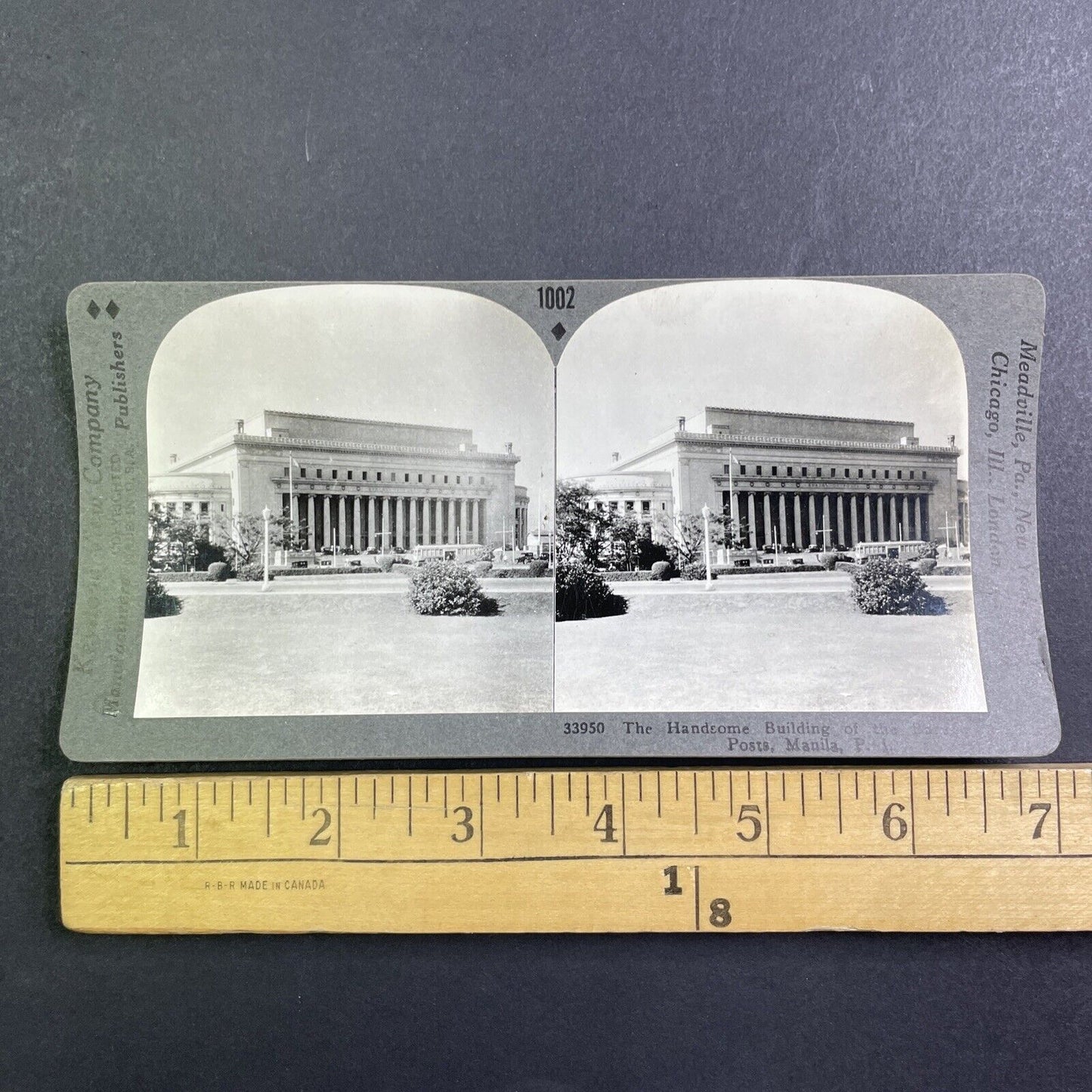 USPS Post Office in Manila Philippines Stereoview Antique c1935 Y414