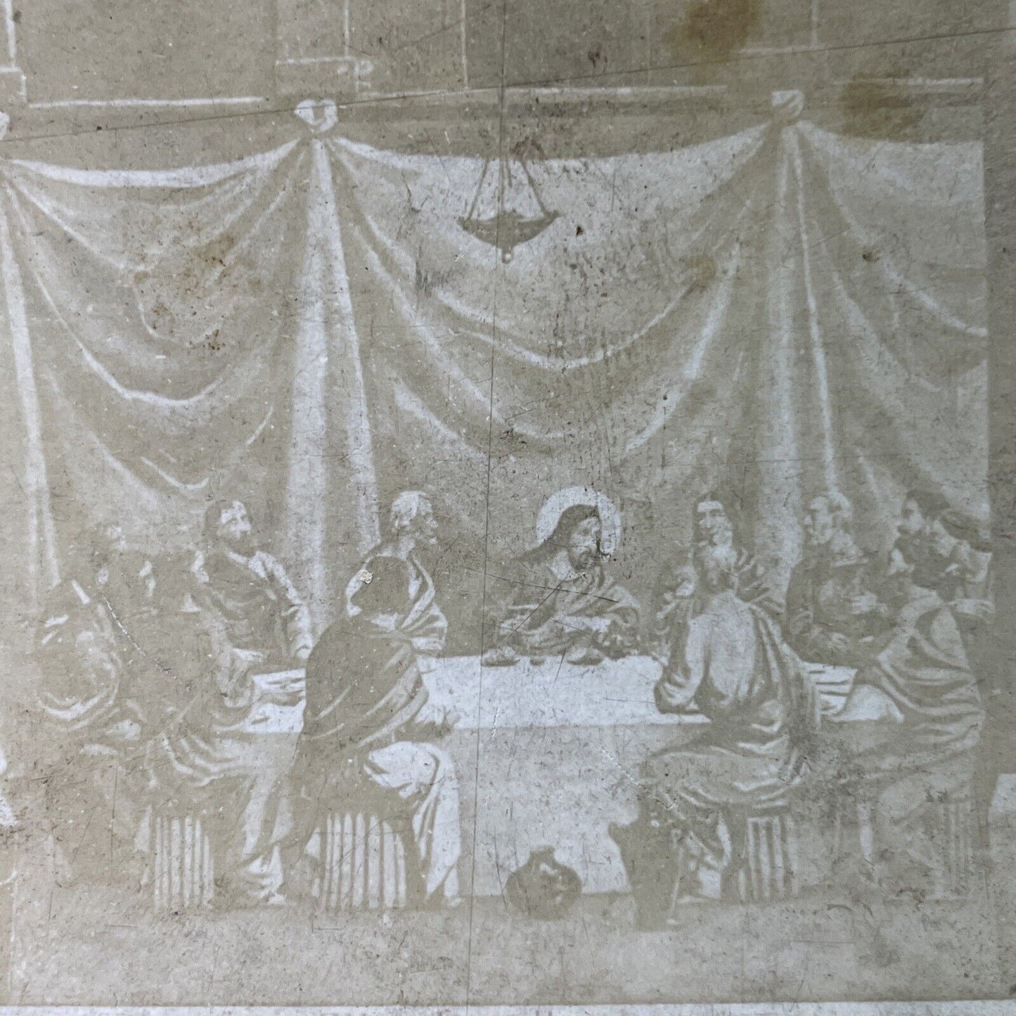 Antique 1860s Jesus And The Eucharist Lord's Supper Stereoview Photo Card P3410