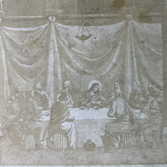 Antique 1860s Jesus And The Eucharist Lord's Supper Stereoview Photo Card P3410