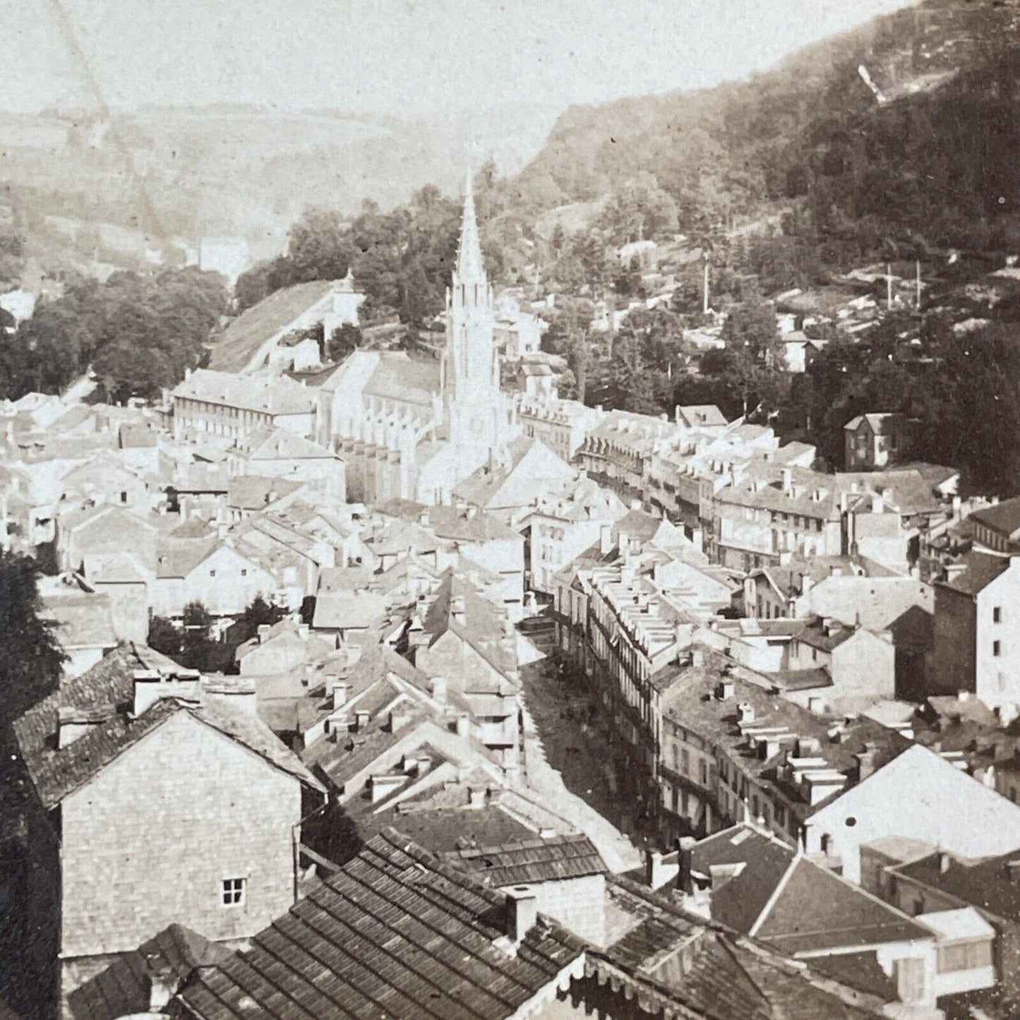 Plombieres Panorama Stereoview Eugene-Adalbert Cuvelier Antique c1860 X3801