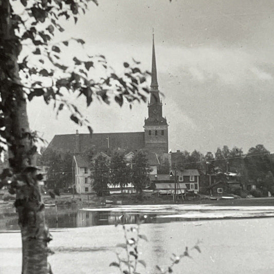 Antique 1920s Mora Sweden City And Port View Stereoview Photo Card V2980