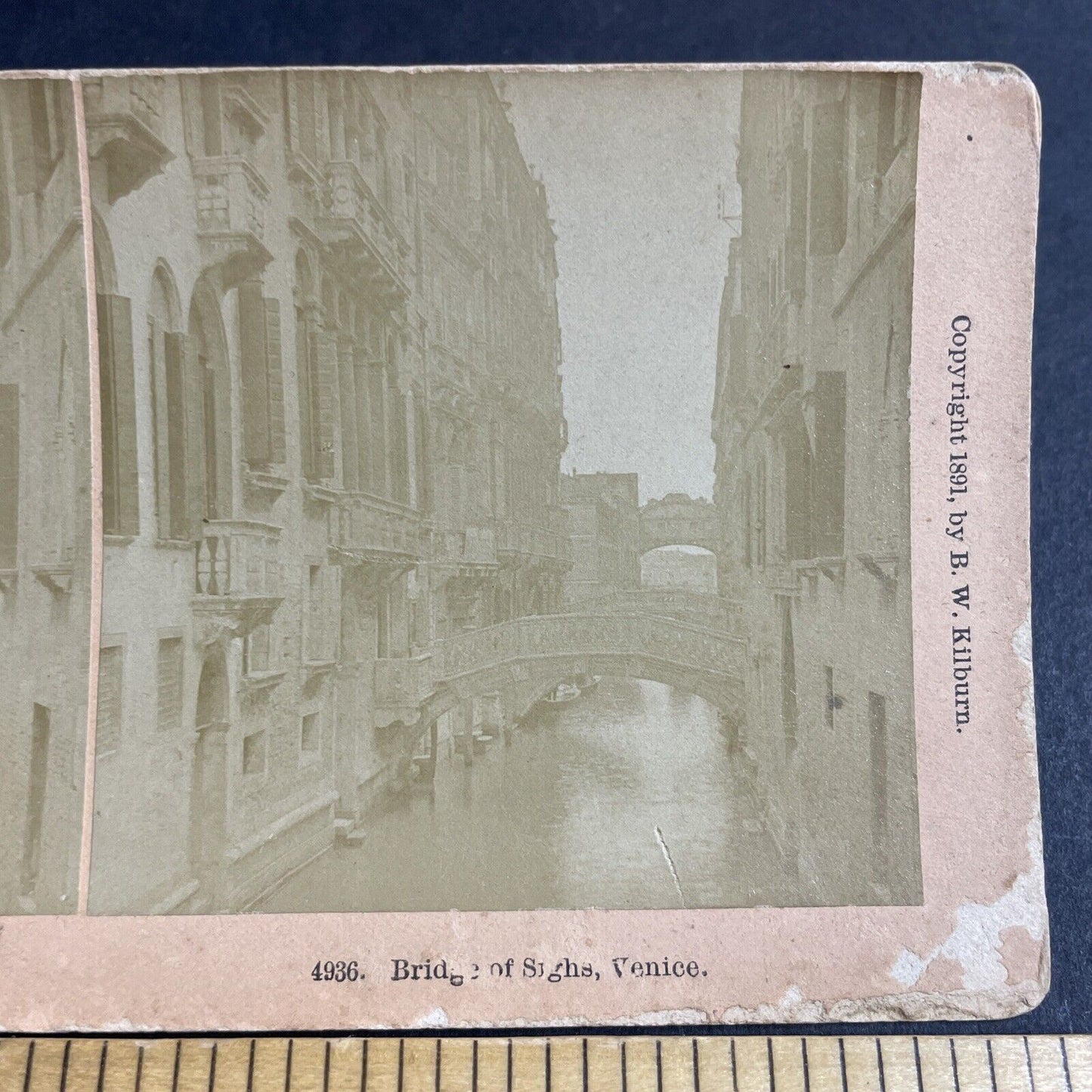 Antique 1891 Bridge Of Sighs Venice Italy Stereoview Photo Card P4488