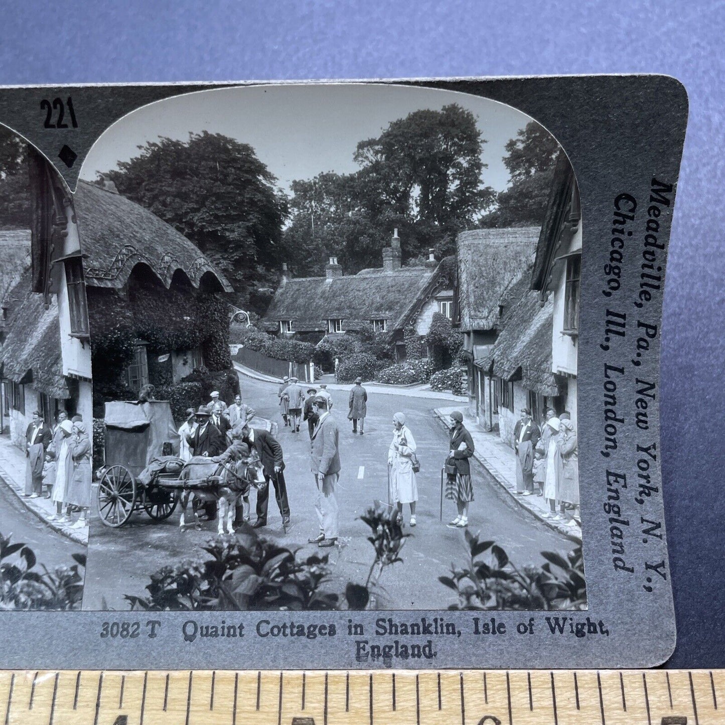 Antique 1922 Shanklin Cottages Isle Of Wight England Stereoview Photo Card V2952