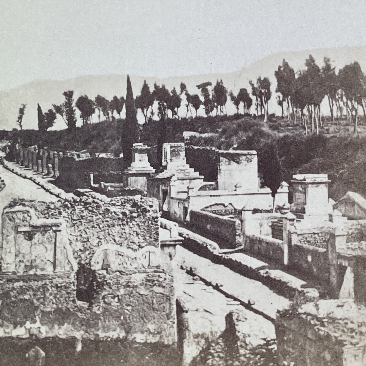 Pompeii Italy Destroyed Stereoview att. M. Amodio Salt Print Antique c1860s Y109