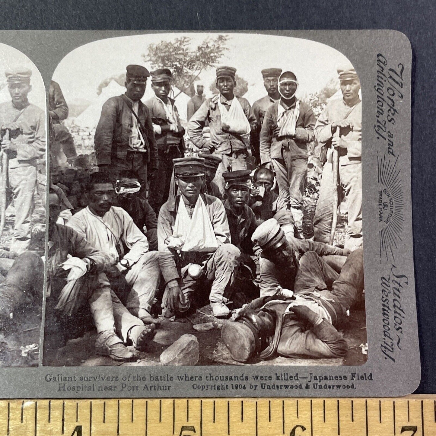 Injured Japanese Soldiers In Dalian China Stereoview Antique c1904 X2801