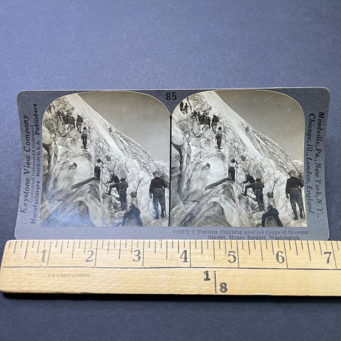 Antique 1909 Hiking The Glaciers Of Mt Ranier Stereoview Photo Card P2757