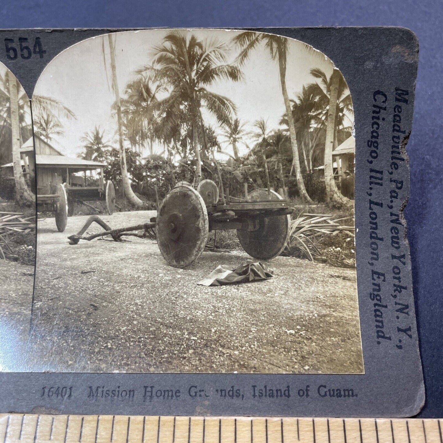 Antique 1910s US Military Base Guam Island Stereoview Photo Card V3325