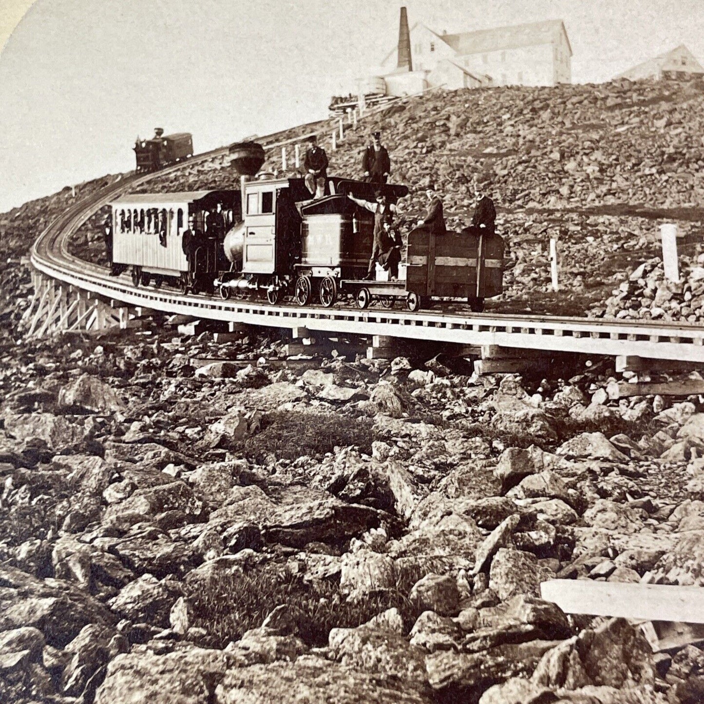 Mount Washington Railroad at Summit Stereoview New Hampshire c1870s Y1467