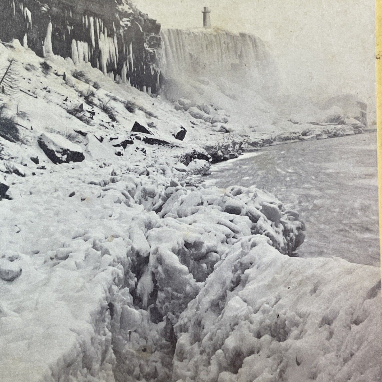 Terrapin Tower From Base of Niagara Falls Stereoview Antique c1870s Y2127