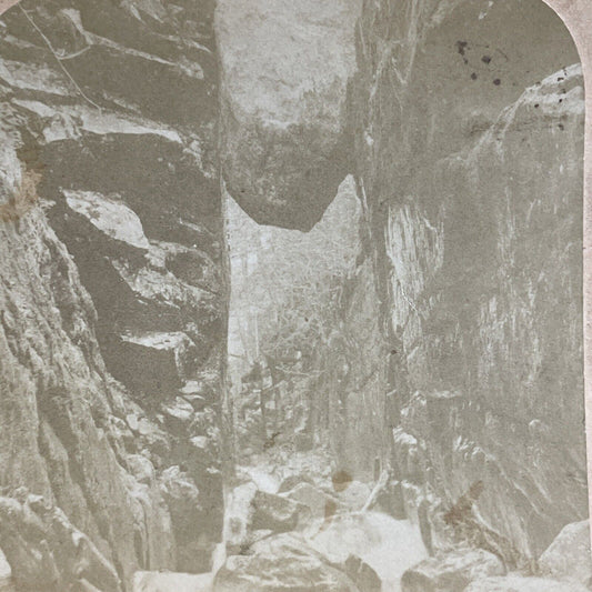 Antique 1890s Boulder Flume Franconia Notch NH Stereoview Photo Card P1980-20