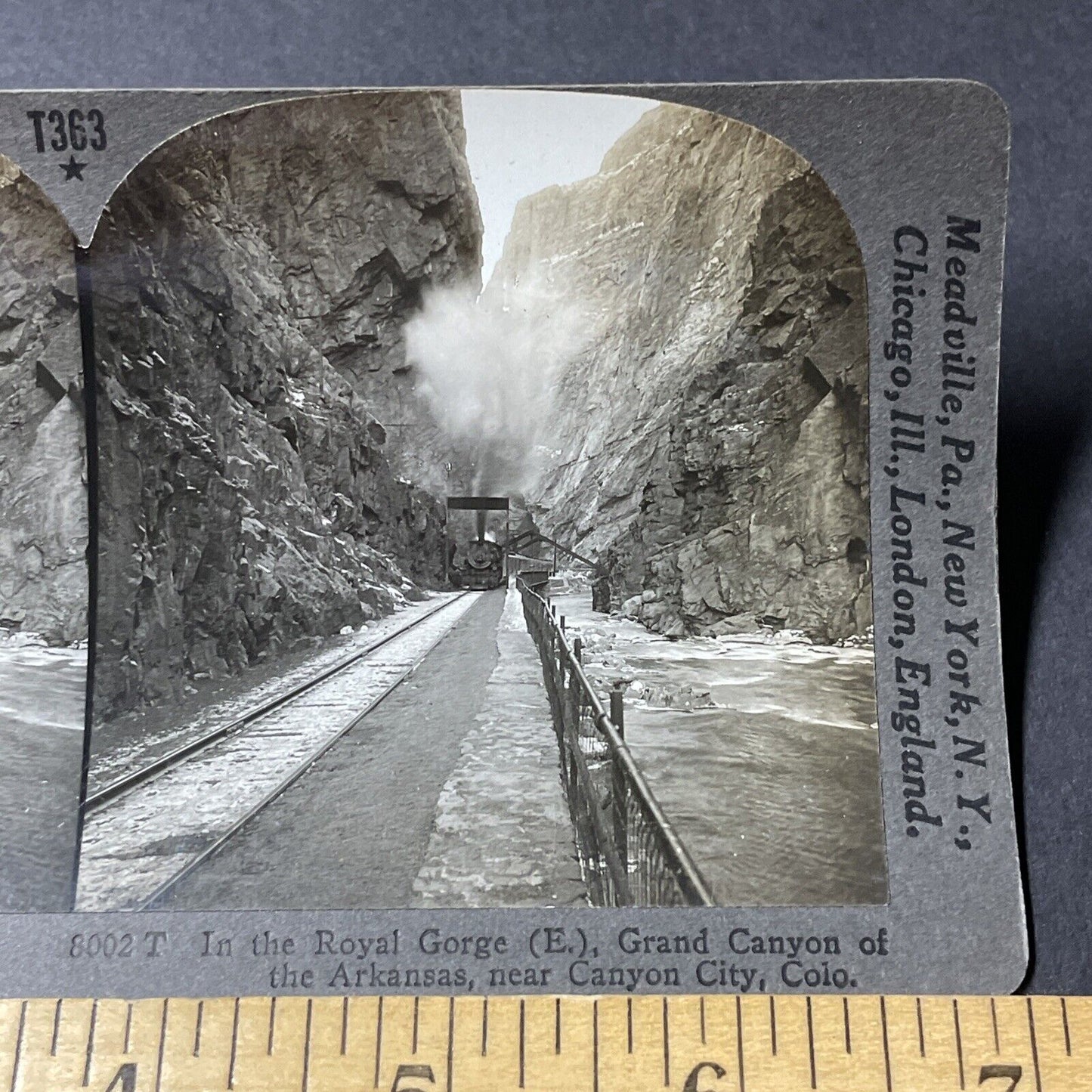 Antique 1910s Coal Train Royal Gorge Colorado Stereoview Photo Card V2834