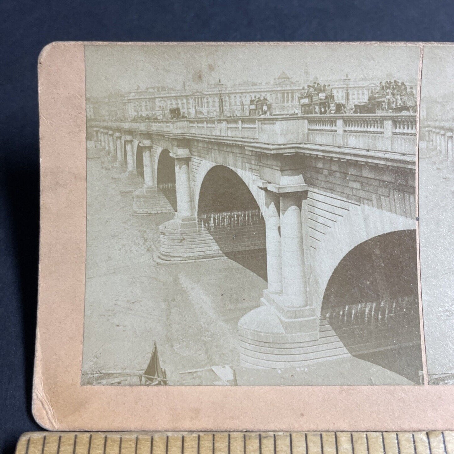 Antique 1891 Waterloo Bridge London England Stereoview Photo Card P4603