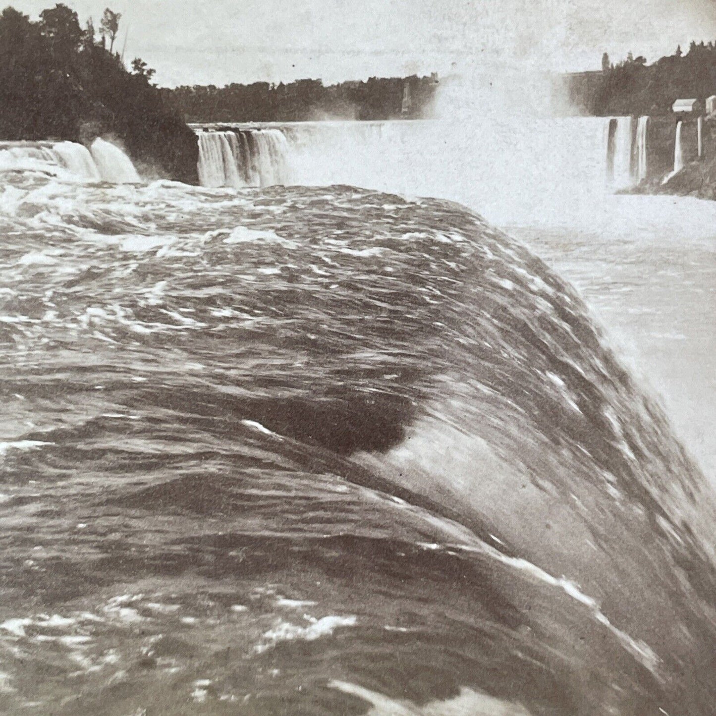 Top Edge of Niagara Falls American Side Stereoview Antique c1880 Y2131