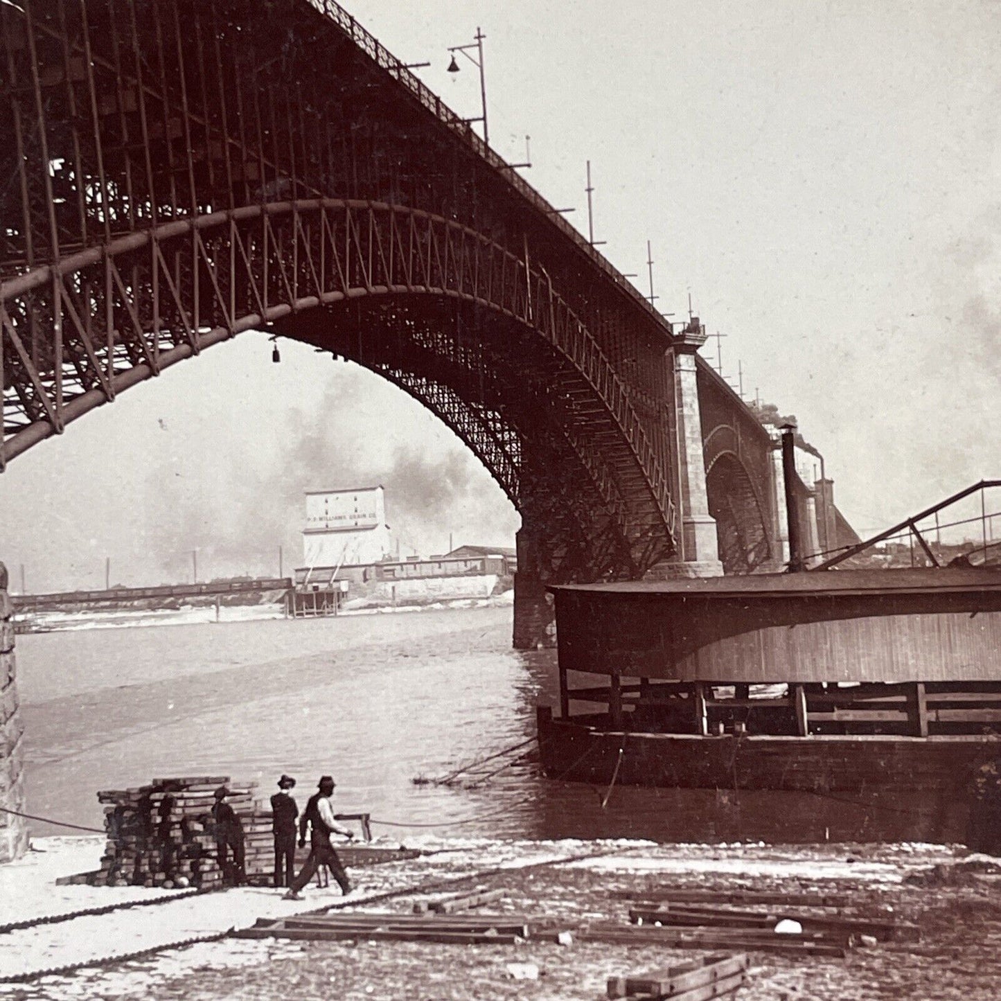 Dock Workers in St. Louis Missouri Stereoview Longshoremen Antique c1899 Y989