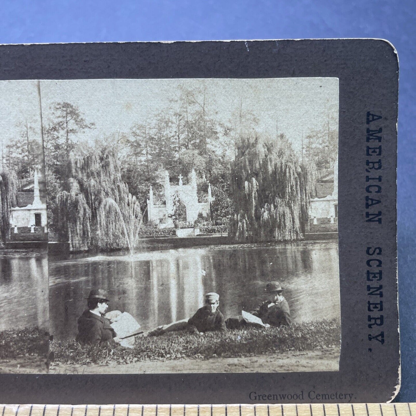 Antique 1880s Green-Wood Cemetery Brooklyn NY Stereoview Photo Card P2437