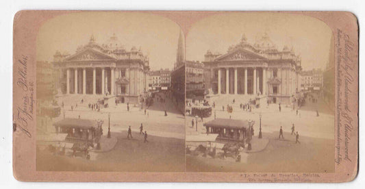 Antique 1890s The Brussels Stock Exchange Building, Belgium Stereo Card P222